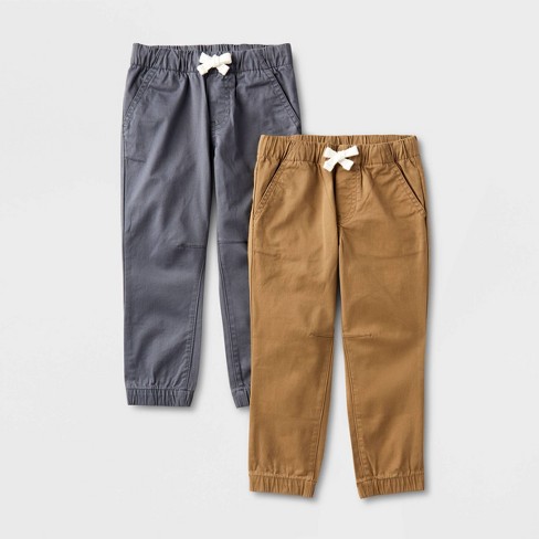 Toddler Boys' 2pk Woven Pull-On Jogger Pants - Cat & Jack™ Brown/Gray 2T