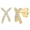 Pompeii3 1/2Ct T.W. Diamond Fashion Women's X Shape Lab Created Earrings 10k Gold Studs - image 2 of 4