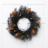 Northlight Black and Orange Skulls and Spiders Halloween Twig Wreath, 22-Inch, Unlit - 2 of 4