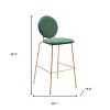 HomeRoots Set of Two 30" Green and Gold Velvet and Steel Bar Height Bar Chairs - 3 of 4