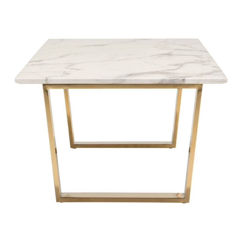 Modern Faux Marble and Stainless Steel 47" Rectangular Coffee Table - Stone/Gold - ZM Home, 5 of 17