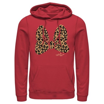 Men's Mickey & Friends Cheetah Print Minnie Mouse Bow Pull Over Hoodie