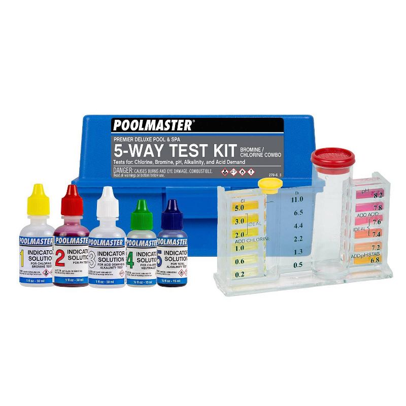 Poolmaster Premiere Collection 5-Way Swimming Pool Spa and Hot Tub Water Chemistry Test Kit with Case, 1 of 5