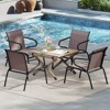 Costway Patio Chairs Set of 2/4/6 with Breathable Fabric & Metal Frame Armrests for Poolside Brown/Gay - 2 of 4