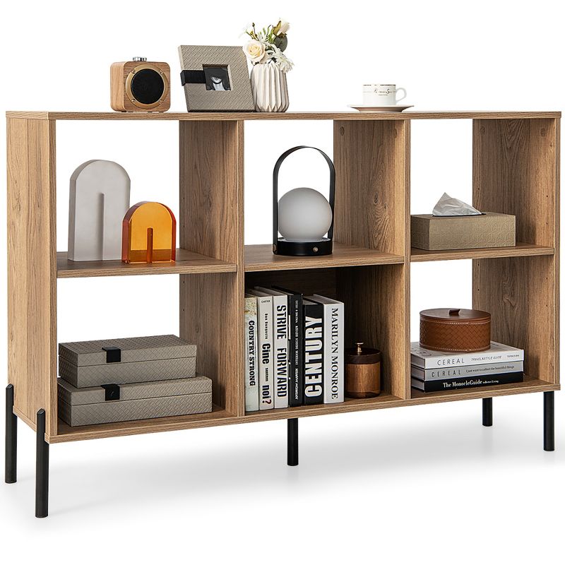 Costway 6 Cube Storage Shelf Organizer Bookcase Square Cubby Cabinet Bedroom Natural, 1 of 11