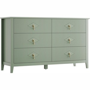 Acekool 54" 6-Drawer Fluted Dresser, Modern Storage Chest, Closet or Hallway - 1 of 1