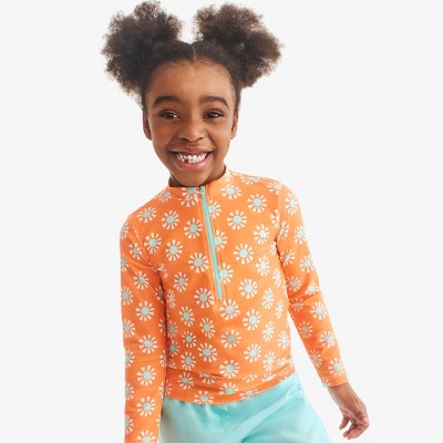 Primary Kids Long Sleeve Half-Zip Rash Guard In Cutout Suns In Cantaloupe Cutout Suns Size 6-7 — фото 2