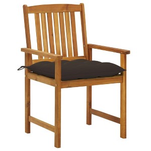 vidaXL Patio Chairs Outdoor Patio Dining Chair with Cushions Solid Wood Acacia - Taupe 2 pcs - 1 of 4