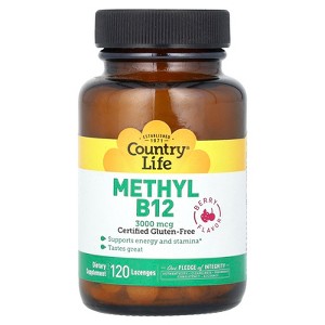 Country Life Methyl B12, Berry, 3,000 mcg, 120 Lozenges - 1 of 2