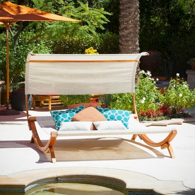 Sarah Brown Larch Wood Hanging Daybed with Cushions