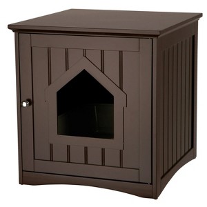 LunaLulinlk brown Small Cat Litter Box Enclosure Hidden Litter Indoor Cat Furniture Pet Home Side Table - 1 of 4