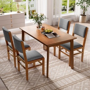 Set of 4 Mid Century Modern Upholstered Dining Chairs with Solid Wood Frame and Fabric Seat for Kitchen Dining Room Living Room–Maison Boucle - 1 of 4