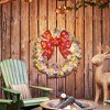 HOMCOM 36in Flocked Pre-Lit Christmas Wreath with 3D Red Bow, Christmas Wreath for Front Door with 11 Lighting Modes, 140 LED Lights - 2 of 4