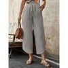 Coolmee Women's Loose Wide Leg Pants Casual Elastic Waisted Palazzo Harem Pants Drawstring Tapered Croppeds Buttons with Pockets - 2 of 4