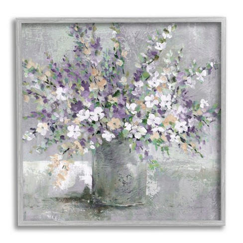 Stupell Purple Blossoming Aster Flower Bouquet Gray Framed Giclee, 12 X ...