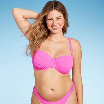 Women's Cowl Neck Longline Bralette Bikini Top - Wild Fable™ Pink Shine Xxs  : Target