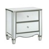 Vynxaria 1pc Glam Nightstand - Silver Finish, Mirror Panels, Crystal Knobs, 2 Drawers (Felt-Lined), Bedroom Bedside Furniture - 3 of 4