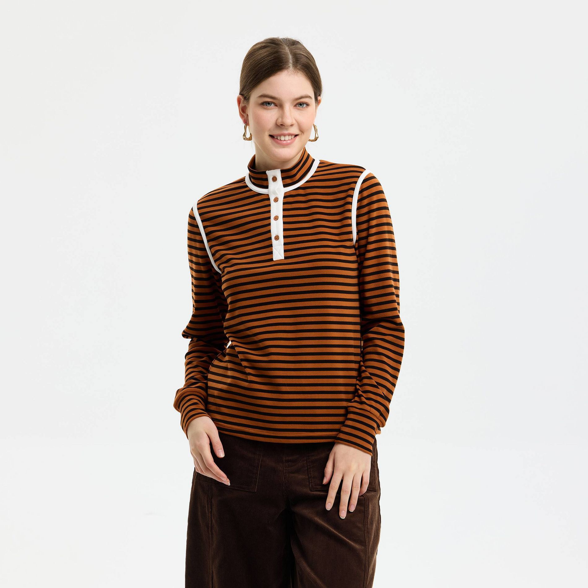 Women's Long Sleeve Stand Collar Half Placket Top - Universal Thread™