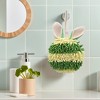 REGALWOVEN Chenille Fluffy Ball Rabbit Shape Soft Absorbent Quick Drying Hand Towel with Hanging Loop 7" x 7" 1 Pc - 2 of 4