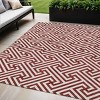 Merlot And Ivory Geometric Washable Indoor Outdoor Area Rug - 2 of 4