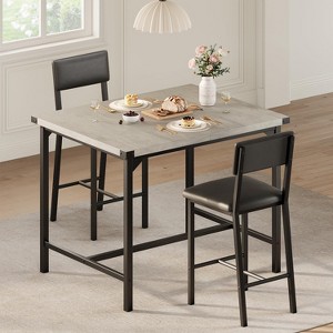 Nasitip Dining Table Set for 2 W/Footrest & Backrest, Counter Height Table with 2 Upholstered Bar Chairs,for Small Space - 1 of 4