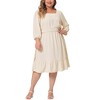 Agnes Orinda Women's Plus Size Square Neck Swiss Dots Wedding Empire Waist Ruffle Hem Chiffon Midi Dresses - 2 of 4