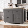 Whisen 74.5” Kitchen Island & Kitchen Storage Cart with Extendable Dining Table, Spice Rack and 2 Drawers - 4 of 4