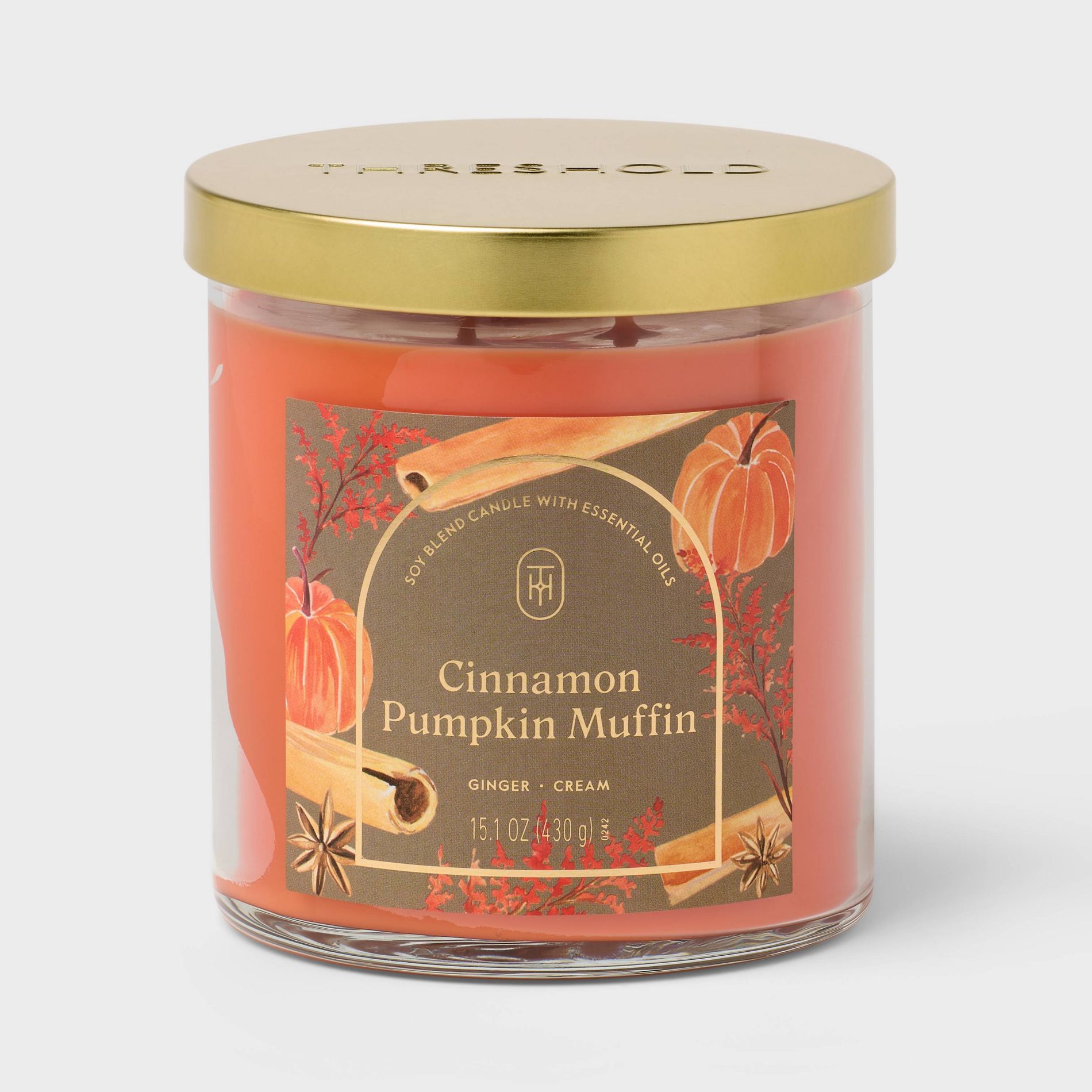 2 Wick Glass Cinnamon Pumpkin Muffin Jar Candle with Lid 15.1oz - Threshold™
