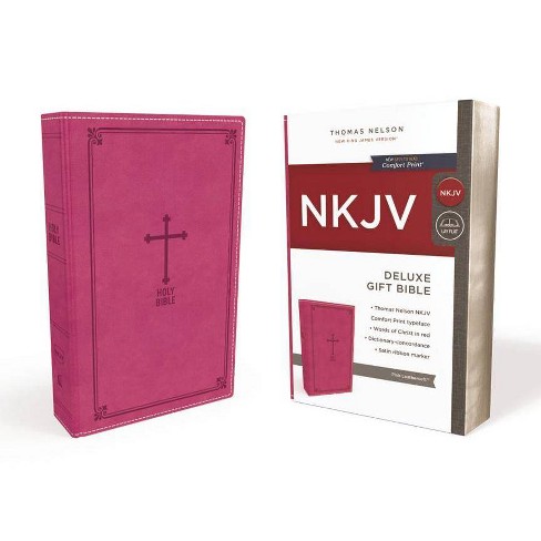 Nkjv Deluxe Gift Bible Imitation Leather Pink Red Letter Edition By Thomas Nelson Leather Bound Target