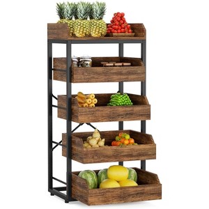 Tribesigns 5-Tier Wood Utility Storage Rack, Fruit Snack Basket Stand - 1 of 4