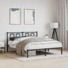 vidaXL Black Metal Double Bed Frame with Headboard - Sturdy Steel Bedroom Furniture, 81.5x61.4x35.8 Inches - 3 of 4