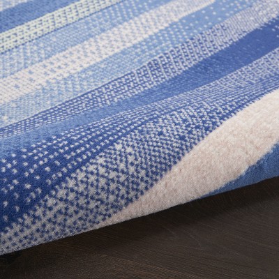Whimsicle Blue Multicolor 8'4" x 11'6" Synthetic Stripe Rug