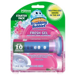 Scrubbing Bubbles Floral Fusion Scent Fresh Gel Toilet Cleaning Stamp - 1.34oz/6ct - 1 of 4