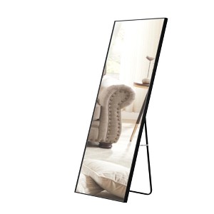 ONWITH Black solid wood frame full length mirror - 1 of 4