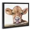 Stupell Industries Baby Cow Animal Watercolor Floating Frame Canvas Art - 2 of 4