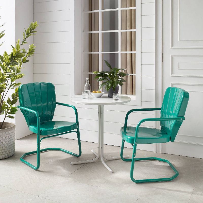 Ridgeland 3pc Outdoor Bistro Set with Table &#38; 2 Chairs - Turquoise Gloss - Crosley, 5 of 15