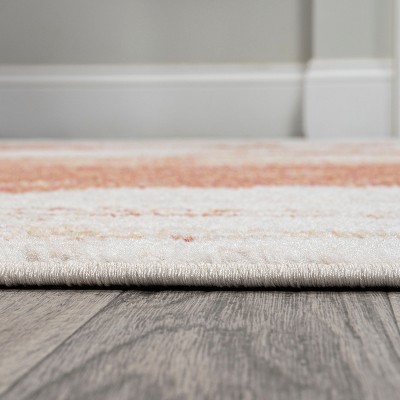 Petalo Modern Abstract Orange/Cream Synthetic Area Rug - 3x5 Feet