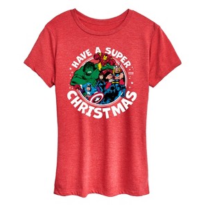 Women's - Marvel - Have A Super Christmas Avengers Short Sleeve Graphic T-Shirt - 1 of 4
