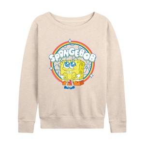 Women's - Spongebob Squarepants - Kawaii Lightweight French Terry Wide Neck Long Sleeve Shirt - 1 of 4