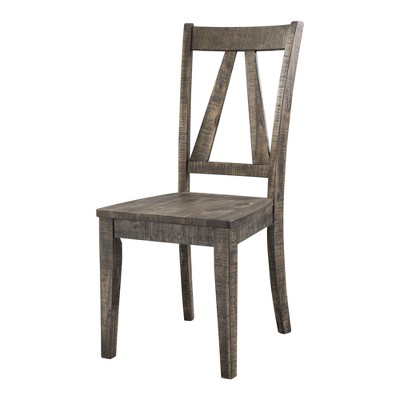 Rustic Brown Wooden Side Chair with Open Back Design