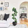 Fiddle Leaf Fig Artificial Tree with White Planter,5ft Faux Plants Indoor with Moss, Fake Rubber Tall Fake Floor Plant in Pot - 2 of 4