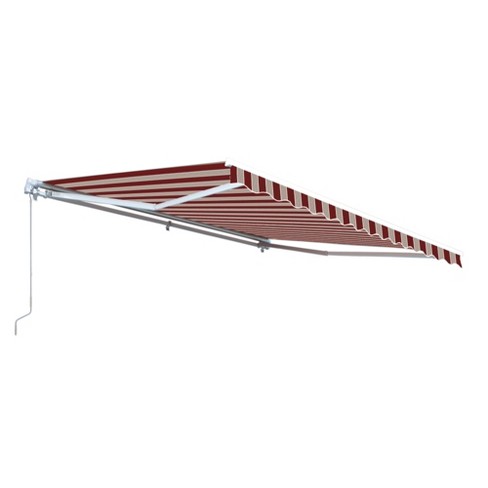 Aleko Awm12x10mstrre19 Retractable Motorized 12 X 10 Patio Awning Multistripes Red Target