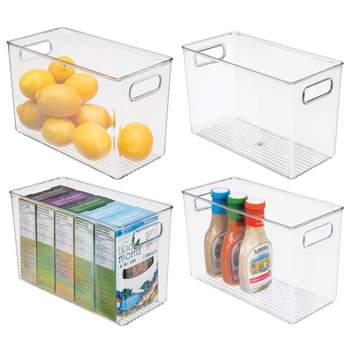 mDesign Plastic Stackable Kitchen Pantry Cabinet, Food Storage Bin Box with  Handles, Lid - Organizer for Packets, Jars, Snacks, Pasta - 4 Pack 
