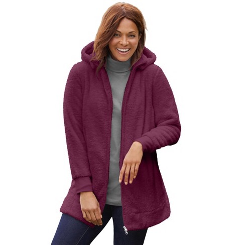 Woman Within Women s Plus Size Fluffy Fleece Hoodie Jacket Target