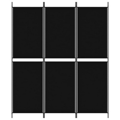 Black Polyester Fabric 3-Panel Folding Room Divider with Iron Frame