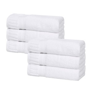 Ribbed Textured Border Zero Twist Cotton Medium Weight Towel Set by Blue Nile Mills - 1 of 4
