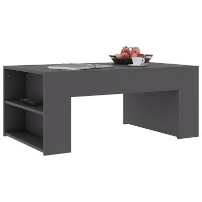Elegant Gray Engineered Wood Outdoor Coffee Table with Storage