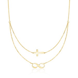 Ross-Simons Italian 14kt Yellow Gold Infinity and Cross Symbol Layered Necklace - 1 of 2