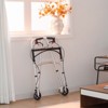 Gymax 2-Button Folding Walker Height Adjustable Walking Aid w/Seat 4 Wheels Brakes Reversible Seat  for Seniors Disabled FDA Certified - 3 of 4
