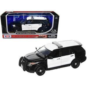 2022 Ford Police Interceptor Utility Unmarked Black and White 1/24 Diecast Model Car by Motormax - 1 of 3